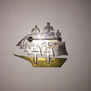 mexican silver Jewelry - RARE mexican silver schooner pin mexican silver Jewelry - RARE mexican silver schooner pin